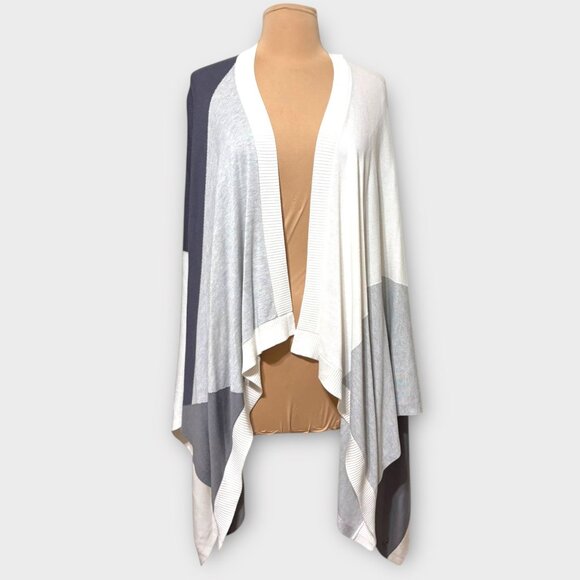 Lululemon Hatha Wrap OS Nebula Raceway Grey White Shawl Worn 1x Cozy Travel - Picture 3 of 10